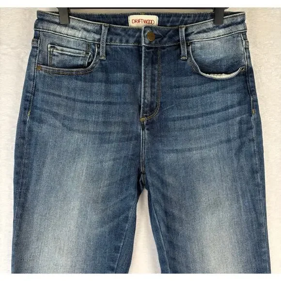 Driftwood Colette High Rise Jeans Size 29 Embroidered Cuff DW-P40373A - Picture 2 of 9